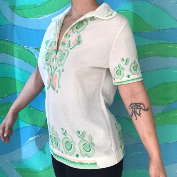 VINTAGE quarter zip butterfly apple boho blouse - Picture 4 of 4